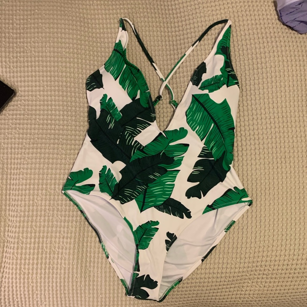 Palm leaf one piece swimwear